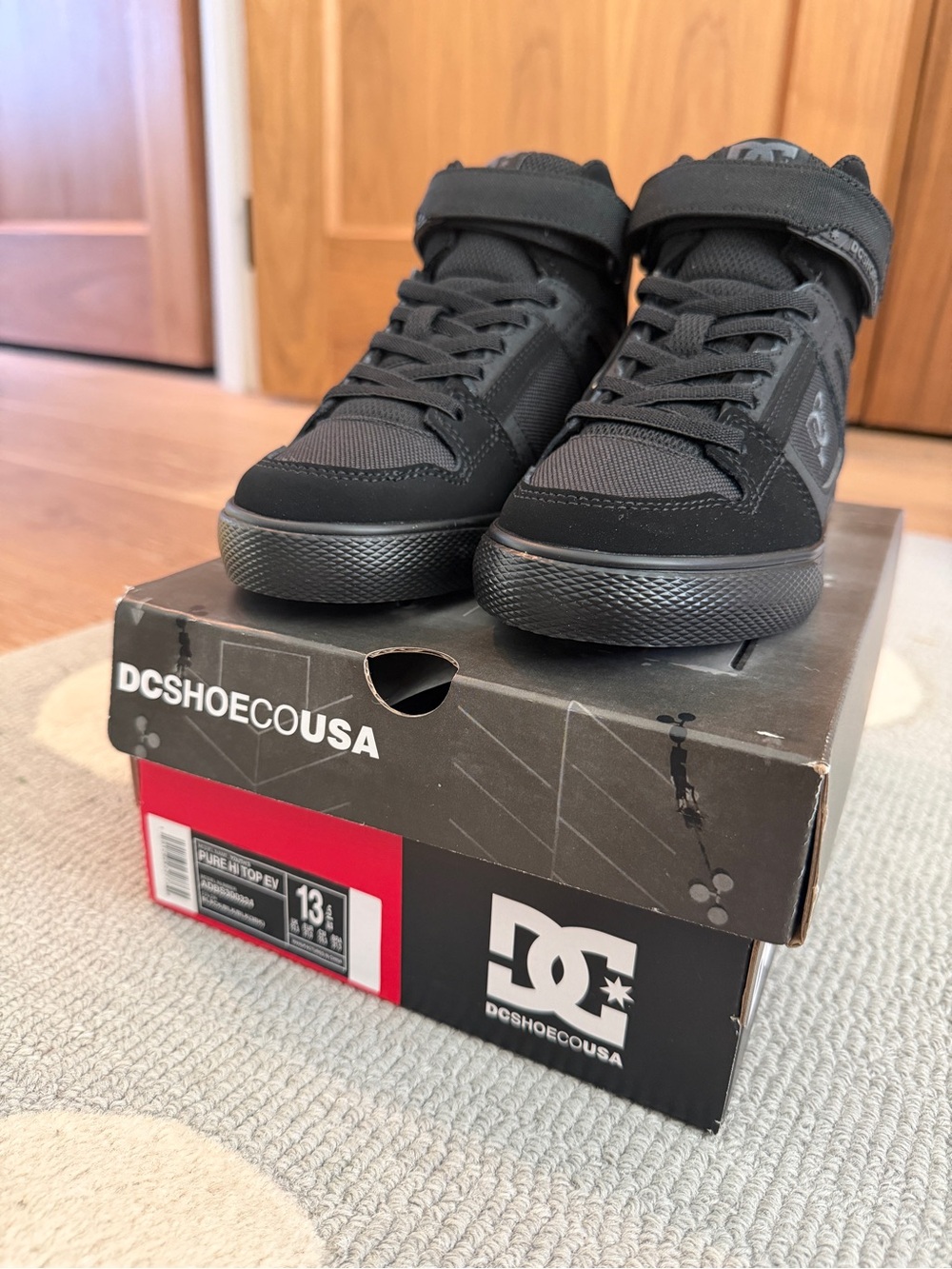 DC Kids Black High-Top Sneakers with Strap